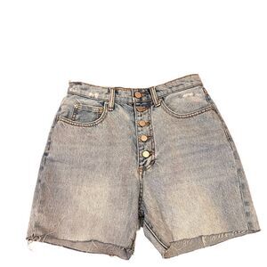 WeWoreWhat Exposed Button Distressed Denim Shorts 25